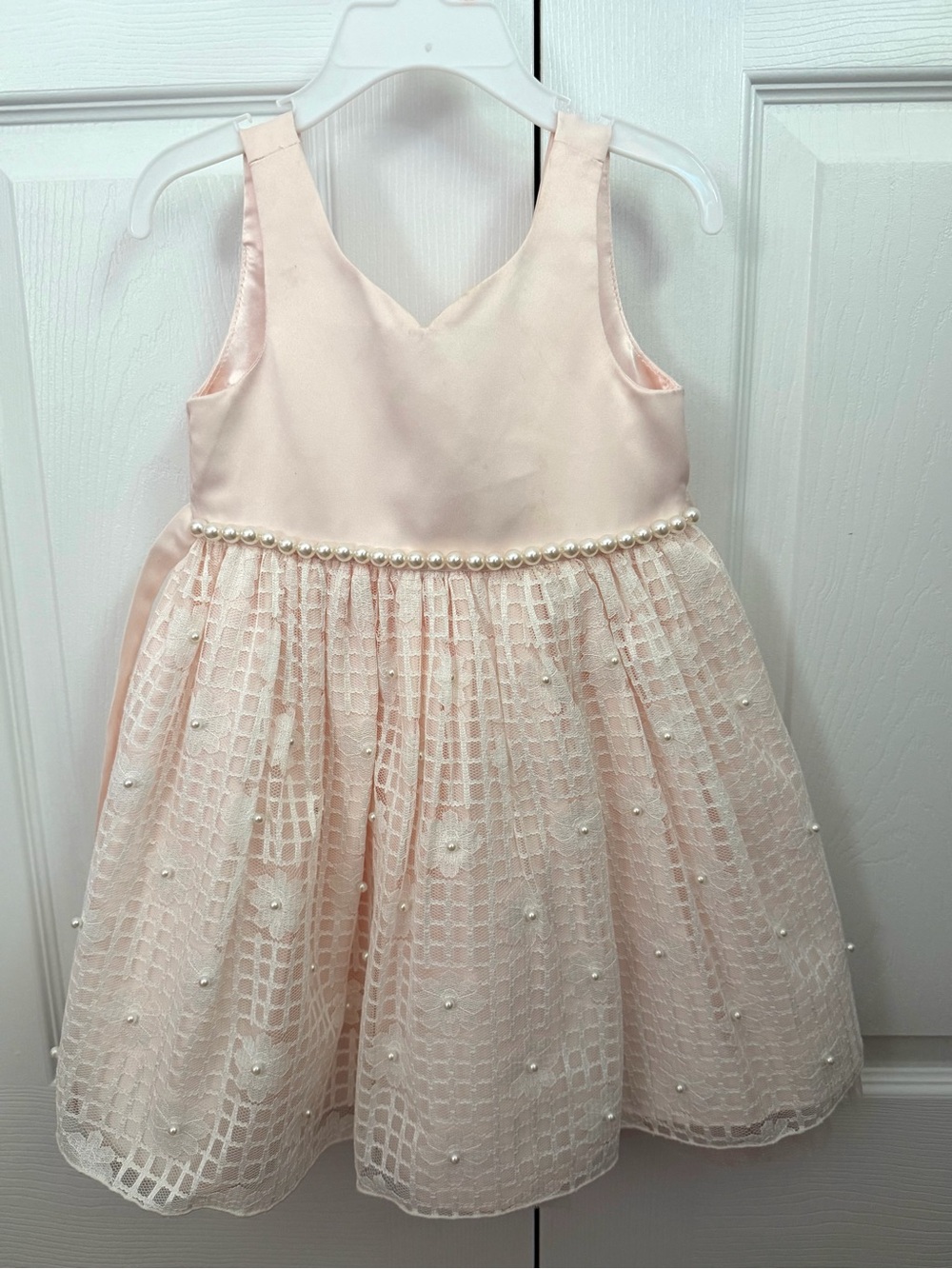 American Princess Blush Pink Pearl-Trim Lace Party Dress